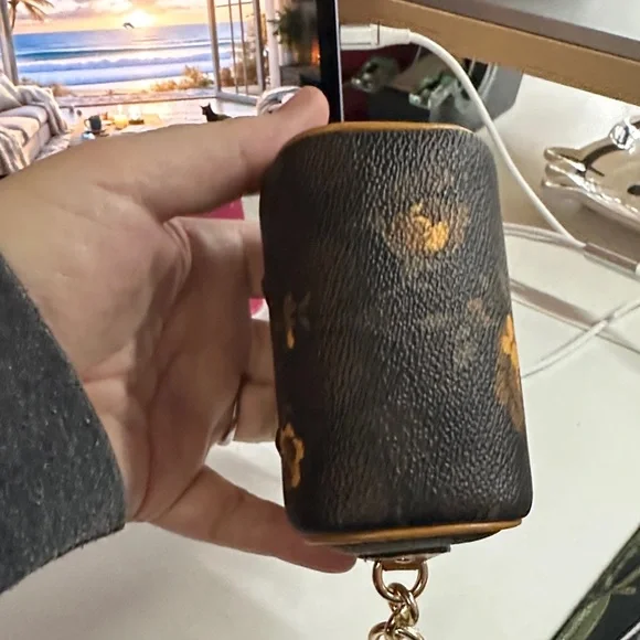 Coach Black Mini Floral Satchel Keychain with Mustard Trim - Picture 5 of 5